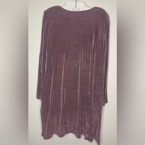 Vintage 90s Amanda Velvet Duster Cardigan w/ Shoulder Pads Plum Purple | XL - Picture 4 of 5